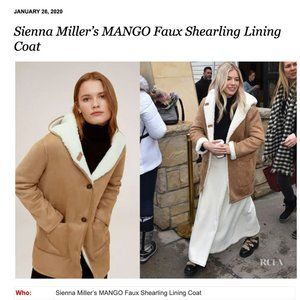 Mango Faux Shearling Coat Sienna Miller